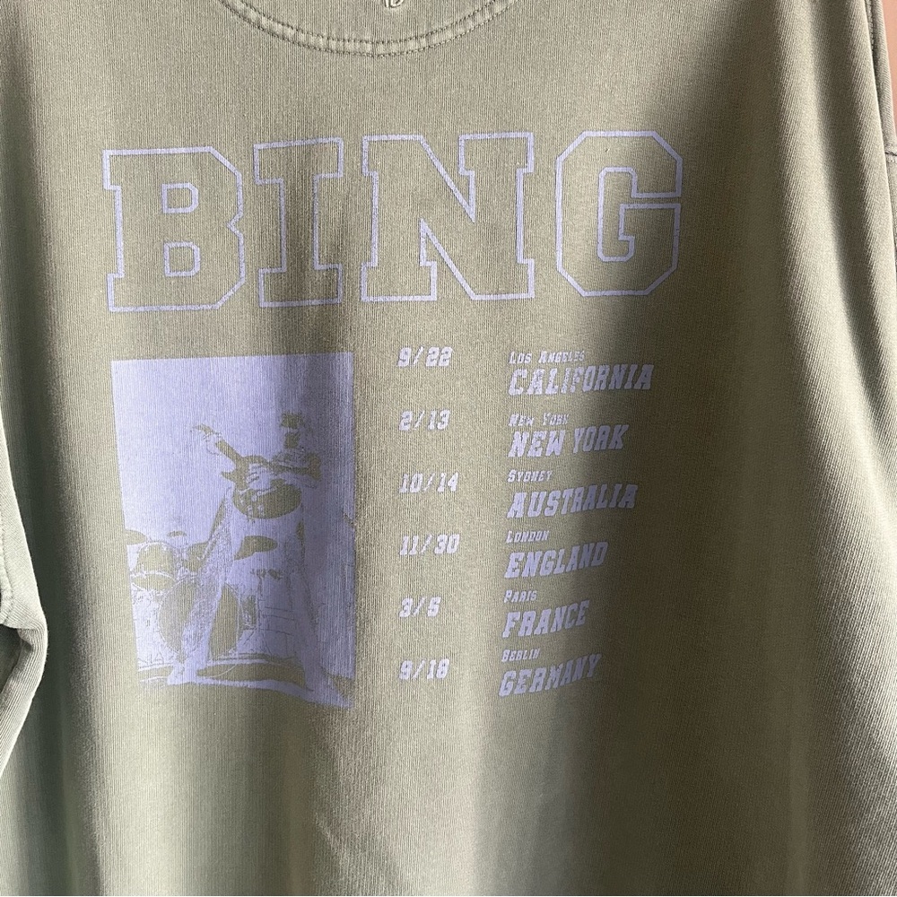 Anine Bing Cody Sweatshirt Bing Live in Green Size M - Picture 7 of 14
